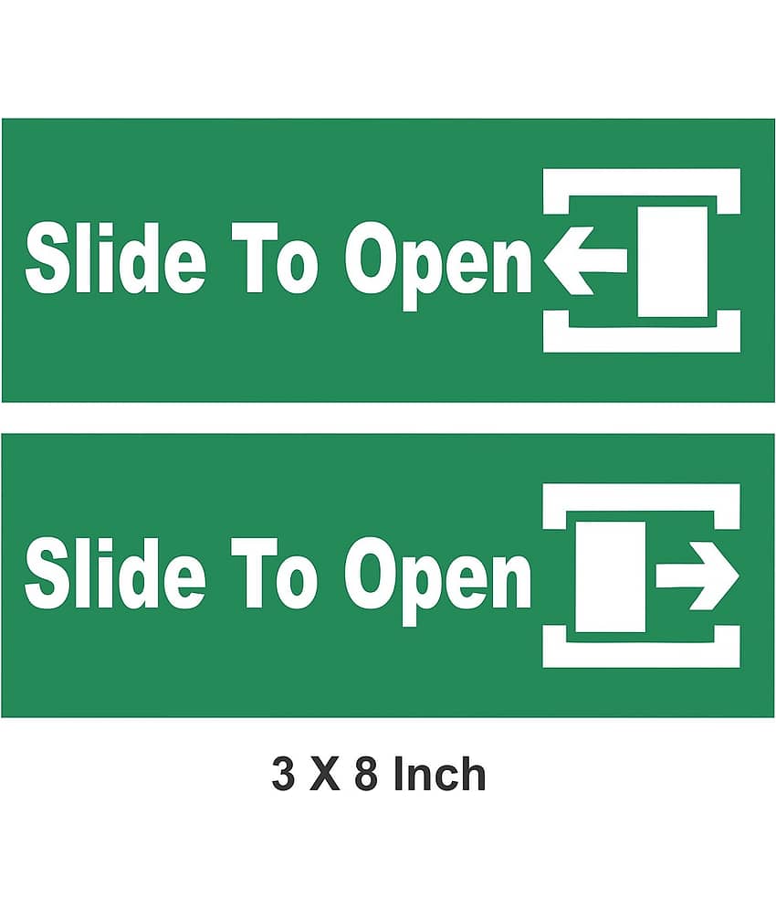 Asmi Collection Self Adhesive Vinyl Open to Slide Door Sign Wall Sticker ( 8 x 20 cms ) view 2