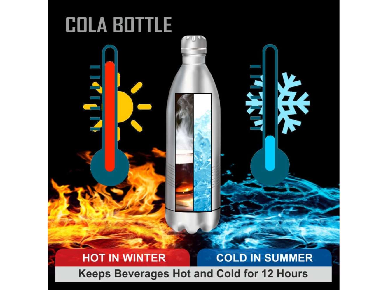 BALTRA Cola Bottle thermosteel Water Bottle Stainless Steel Flask 24 Hour hot and Cold 500ml (BVB-102) view 2
