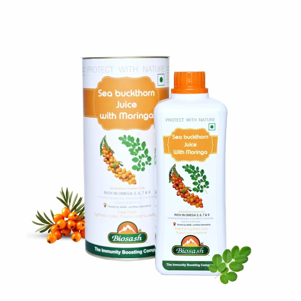 Biosash Sea Buckthorn Juice with Moringa 250ml | From Certified Organic Berries,Cold-Pressed | Rich in Omega 3 6 9, Vitamins & Antioxidants | No Added Sugar, Immunity, Wellness & Vitality | 50 Serves view 2