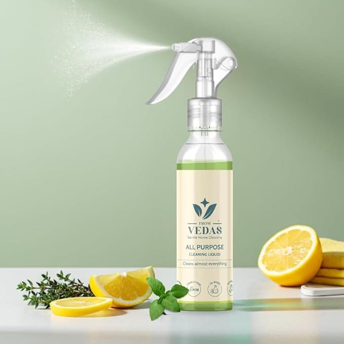 FromVedas Natural Glass and Surface Cleaner| Glass Cleaner Liquid for Kitchen, Bathroom, Home and Car| Plant Based All Purpose Cleaner| Kids & Pet Friendly| Streak-Free Shine| 100ml view 2