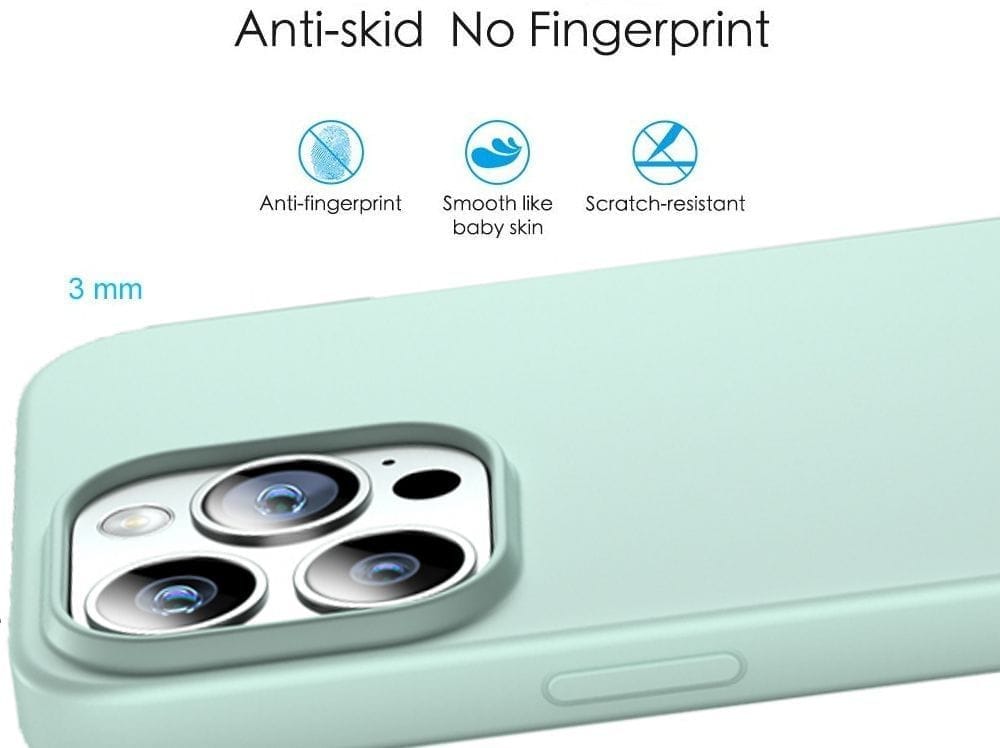 Memumi Shockproof Liquid Silicone Gel Back Cover for Apple iPhone 14 Pro (6.1")-Green view 2