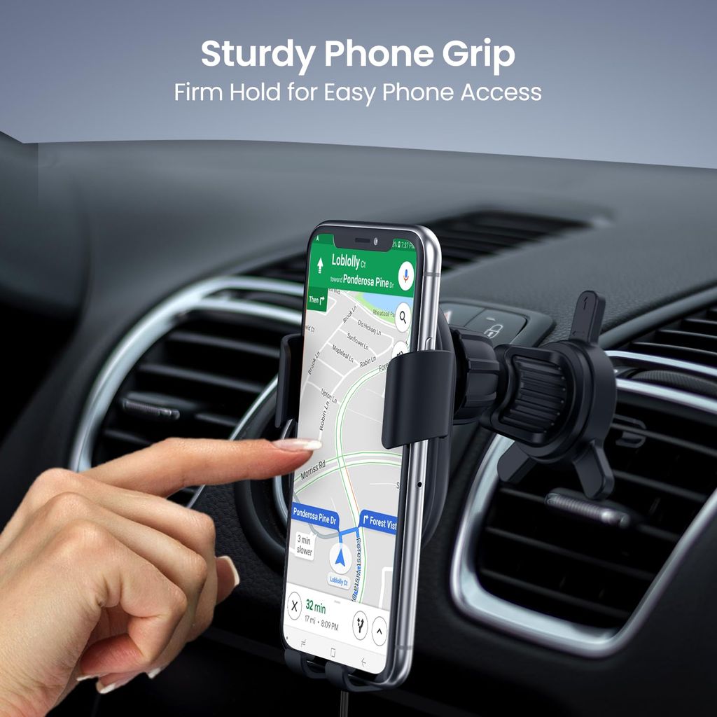 Portronics Charge Clamp 4 Wireless Car Charger with 15 Watts Fast Charging, AC Vent Mount, 360° Rotation, Strong Grip, Free Type-C Cable, Qi Charger for iPhone & Android Smartphones(Black) view 2