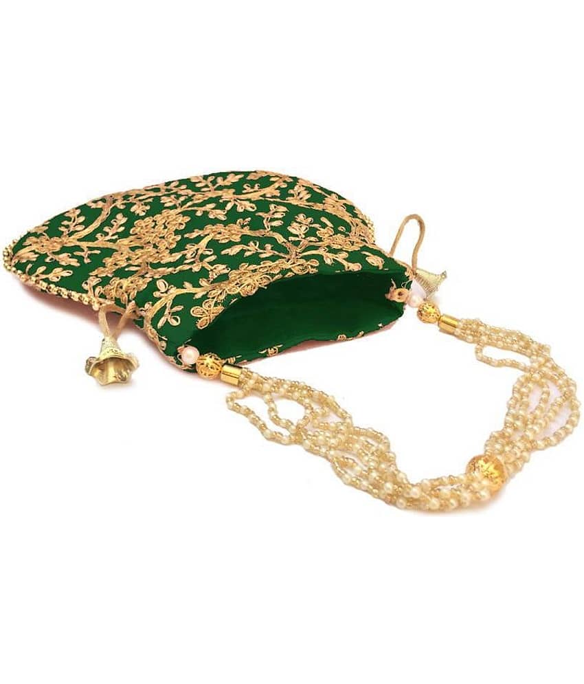 Bulbul Green Silk Potli view 2