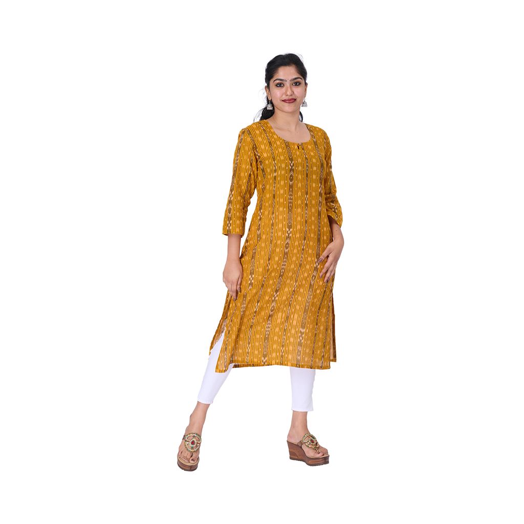 GUENDICHA HAAT Sambalpuri Certified Handloom Women's Pure Cotton Kurta view 2