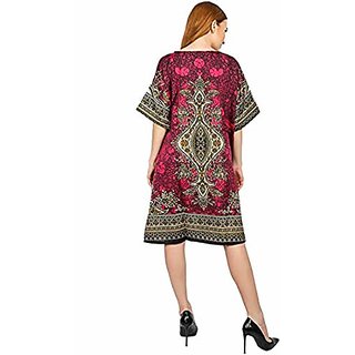 Ukal Women Sleepwear Beach Gown Nighty Dress Maxi Short Kaftan (Color Pink) view 2