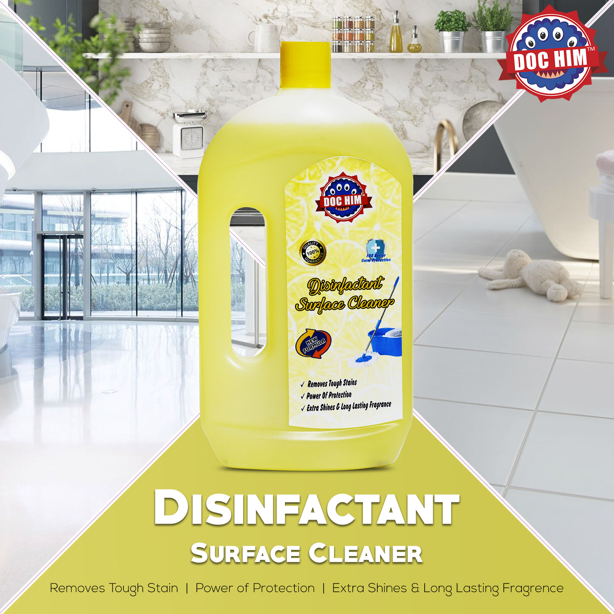Doc Him Lemon Disinfectant Surface Cleaner 1000 ML | 1 Litre view 2