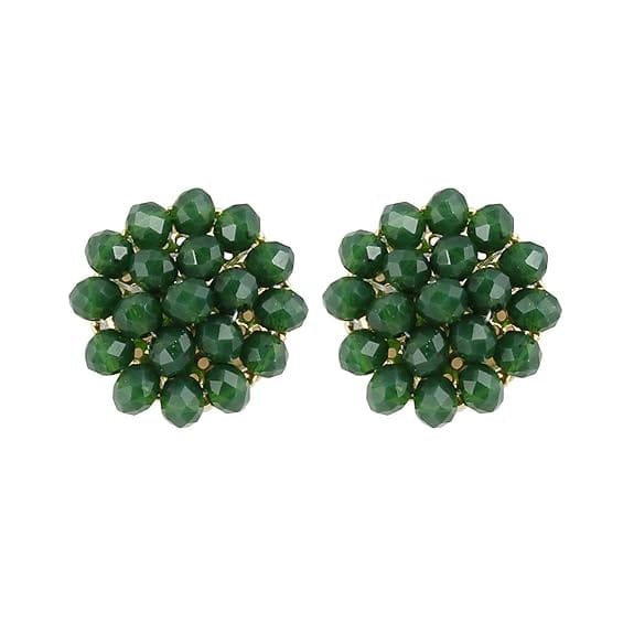 Manbhar Gems - Semi Precious Crystal Stone Beads Necklace Five Layer with Stud Earring For Women and Girl stylish Traditional Beaded Necklace Set Red Green Multi Mala Fashion Jewellery view 2