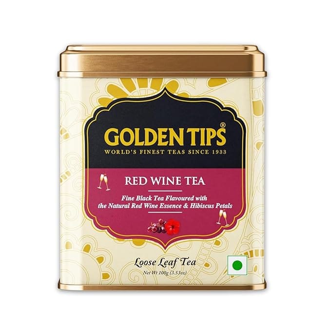 Golden Tips Red Wine Tea Loose Leaf Black Tea with Red Wine Essence, Hibiscus, Fruity & Floral Smooth, Aromatic Drink Enjoyed Hot or Cold (100 Gram- 50 Cups) view 2