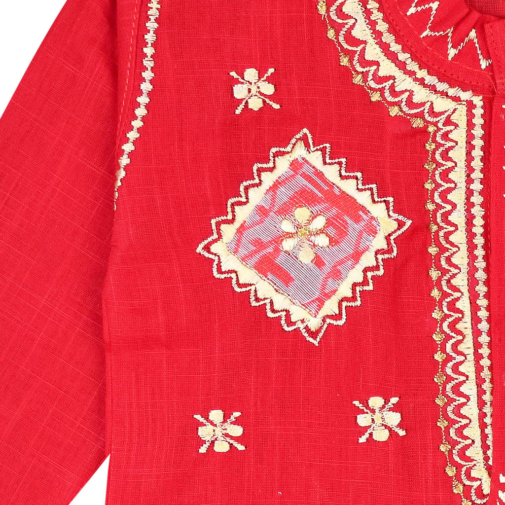 Mustmom Traditional Embroidered Ethnic Dhoti Kurta Set for Baby Boy Annaprasana Choroonu Bhaatkhulai Rice Ceremony Weding Haldi Ceremony view 2