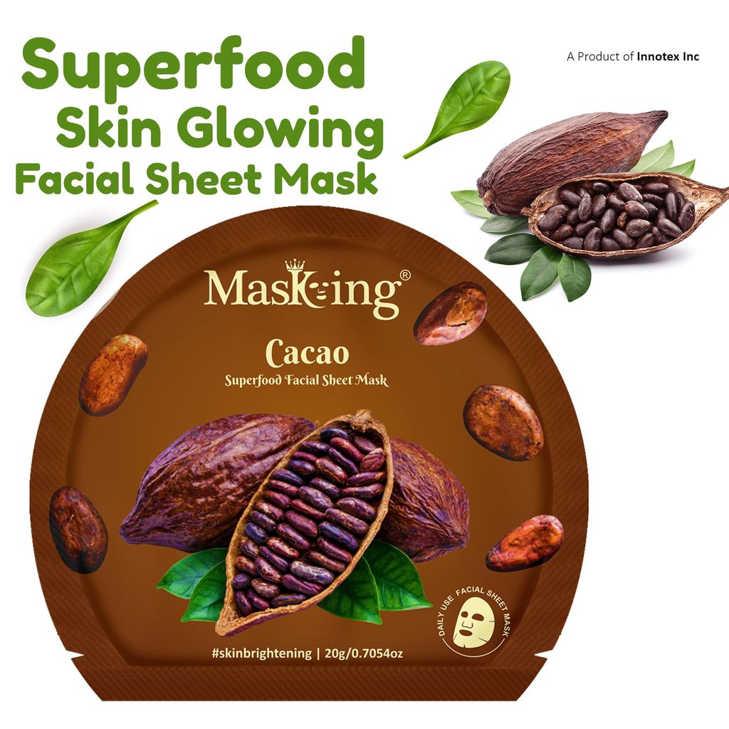 Superfood Cacao facial sheet mask for glowing Skin and Hydrating, Pack of 5 view 2