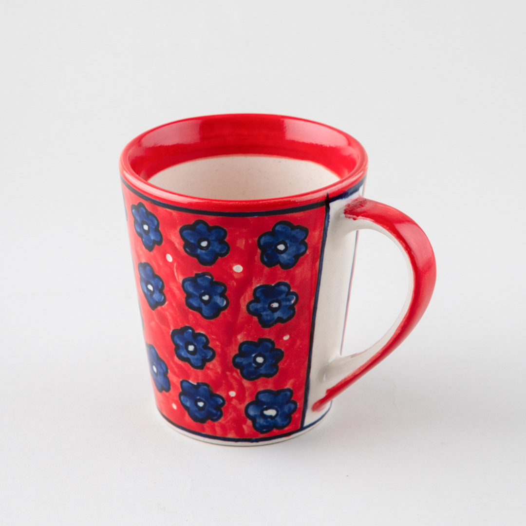 Red Floral Ceramic Coffee Mug (Large) view 2