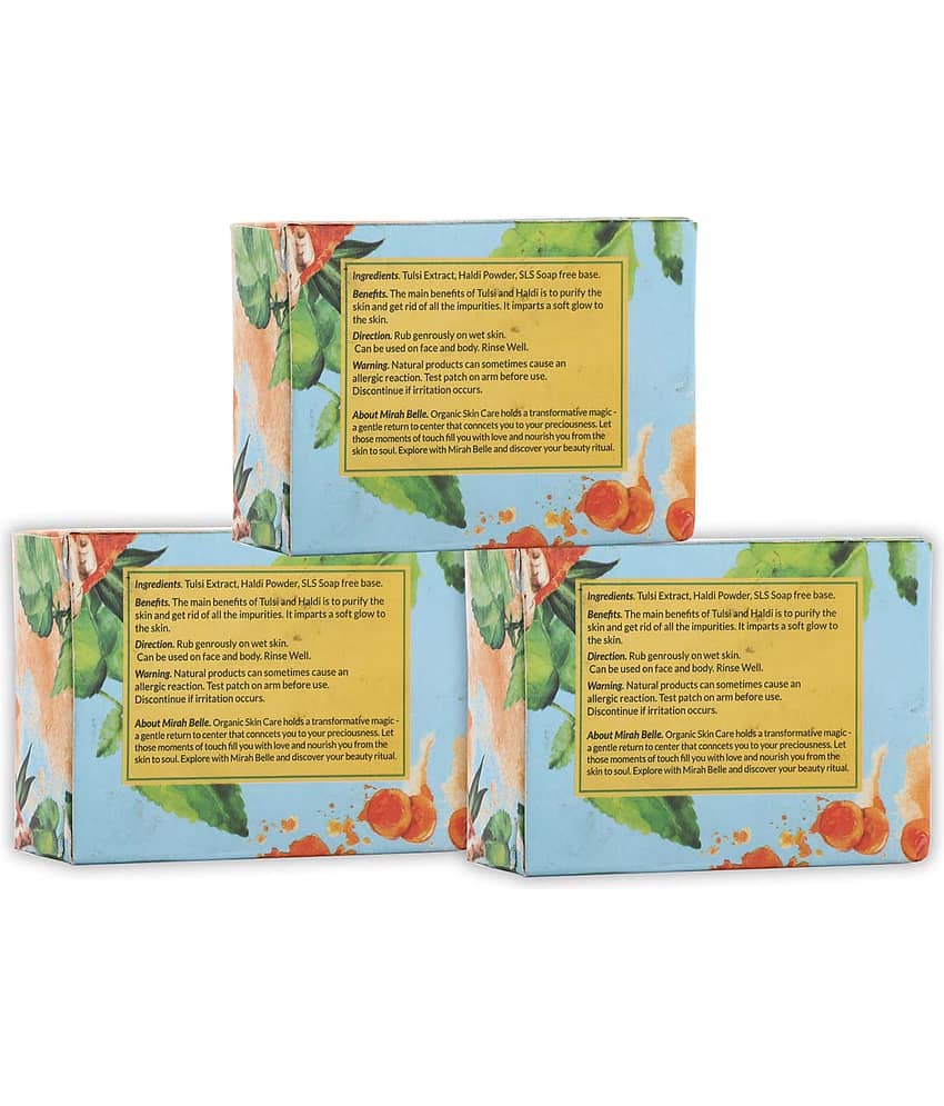Mirah Belle Organic Tulsi Haldi Purifying Soap Bar (125 gm) Soap 375 gram g Pack of 3 view 2