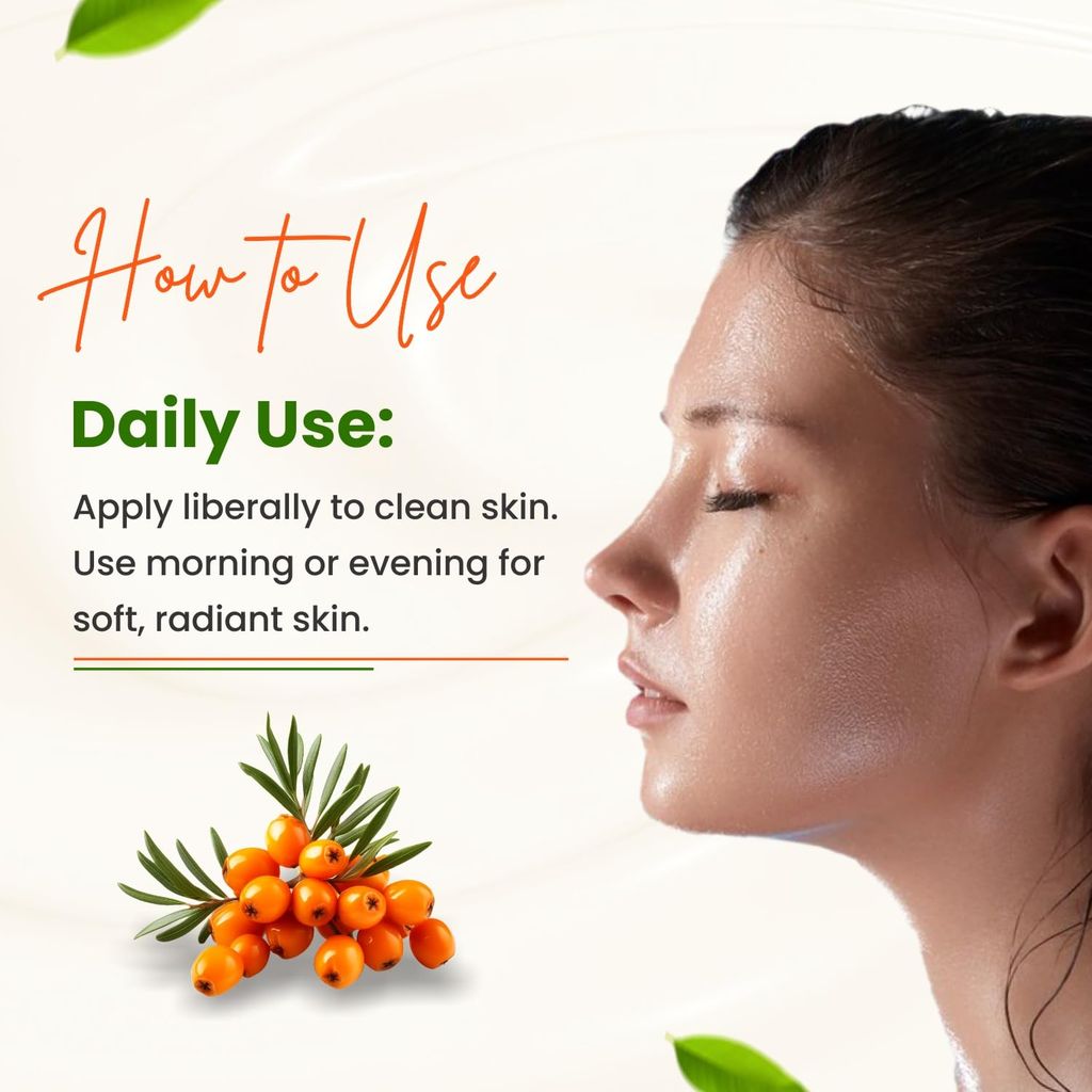 Biosash Natural Seabuckthorn Nourishing Cream 50g | Herbal Face Cream with Organic Seabuckthorn Berry Oil, Vitamin C & E | Hydrating Moisturizer for Anti-Aging, Skin Brightening & Daily Skincare view 2