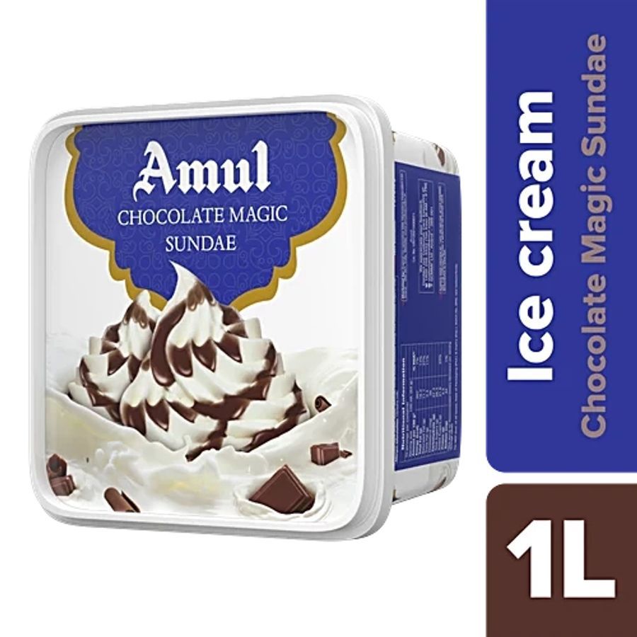 Amul Ice Cream - Chocolate Magic Sundae, 1 L Tub - 1000 L - One ice cream tub