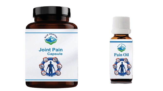 BLUE MOUNTAIN Joint Pain Combo, 60 Capsule Each - Pack of 2 + 60 ml Oil