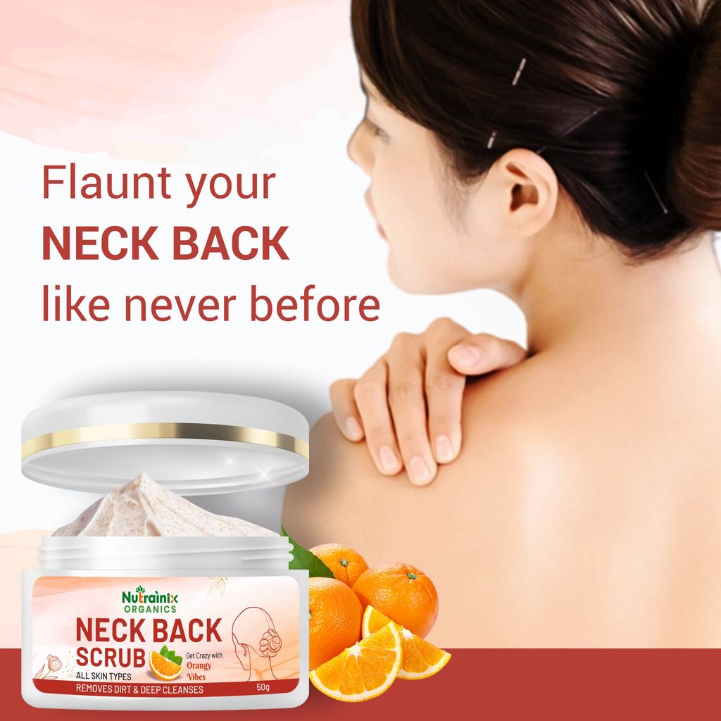 Nutrainix Organics Neck Back Glow Scrub, Brightening Exfoliator for Silky, Radiant Skin for All Skin Types - 50g view 2