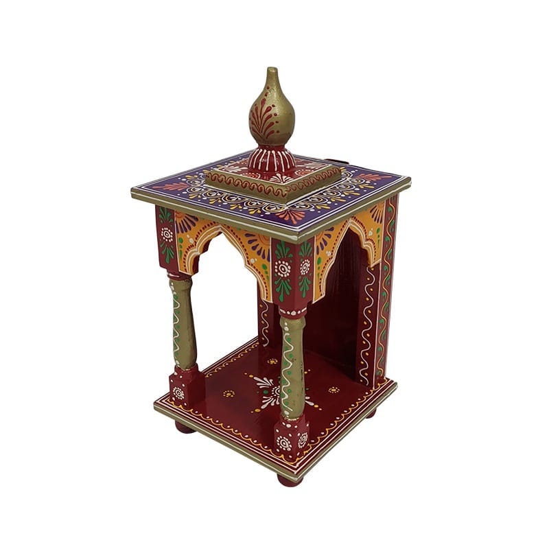 Wooden Gateway |Temple Wooden Wall Mounted | Hanging Puja Stand/Unit Small with Detachable Gumbad - for God, House, Puja Ghar, Office & Shop view 2