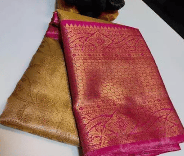 Banarasi Tissue Brocade Silk Saree With Stylish Border view 2