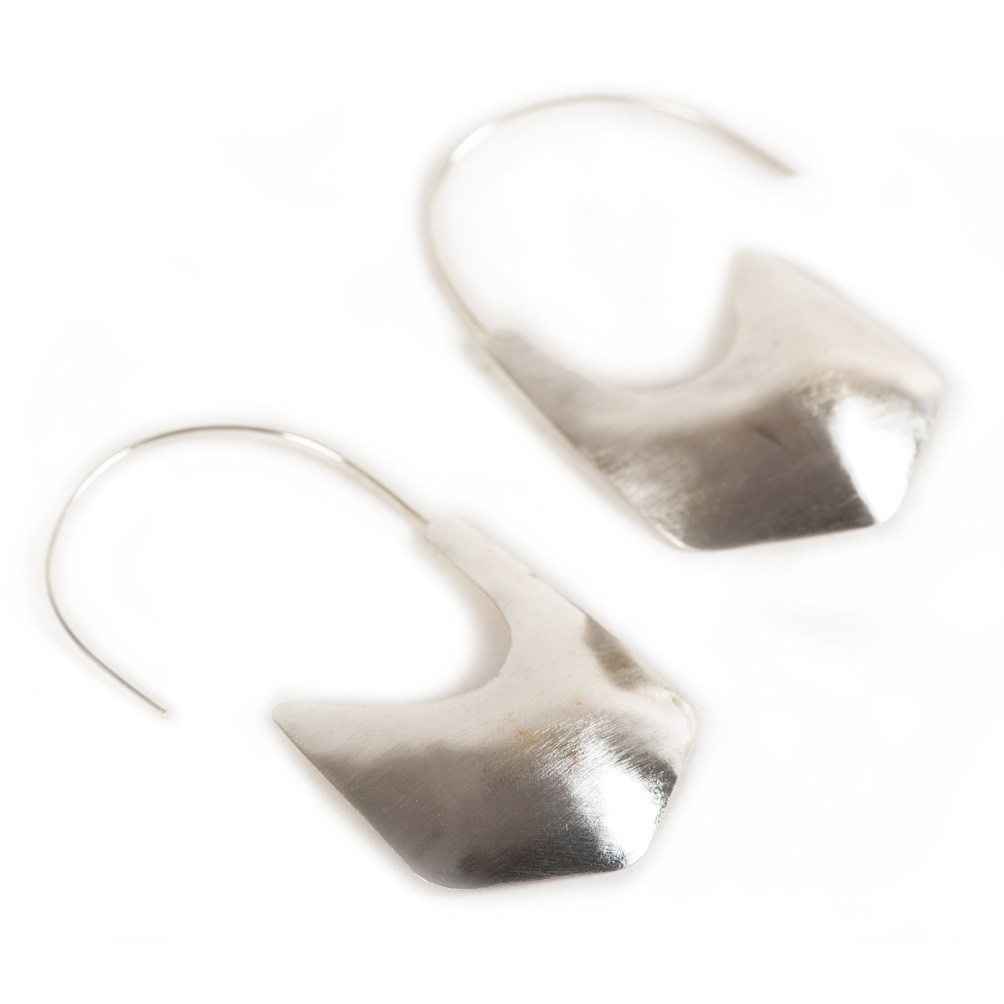 Handcrafted Silver Geometric Design Earring view 2