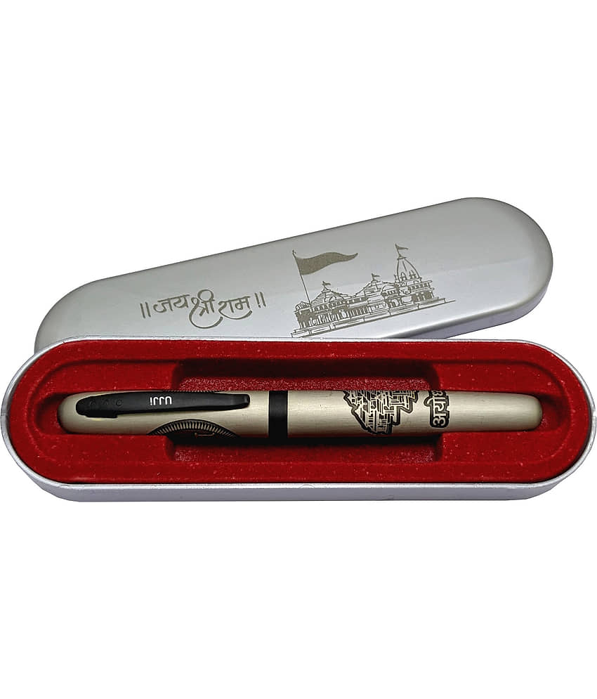 UJJi Jai Shri Ram Mandir Ayodhya Carved Silver Colour Metal (Blue Ink) Roller Ball Pen view 2
