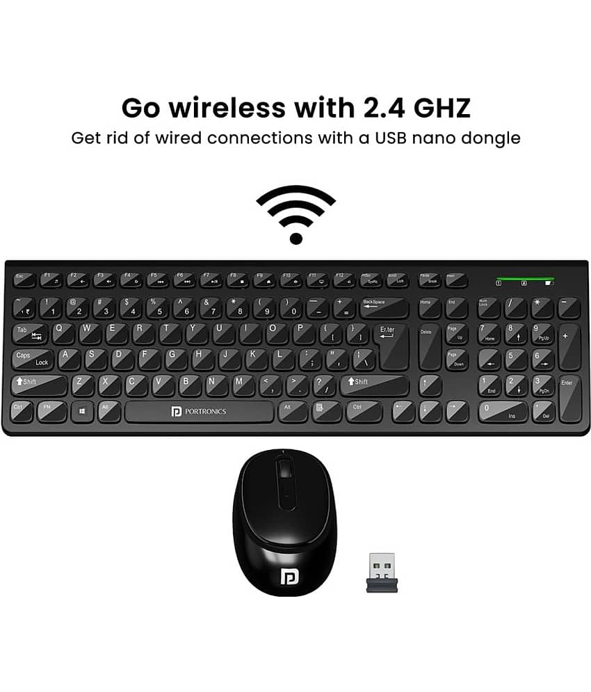 Portronics - Black Wireless Keyboard Mouse Combo view 2