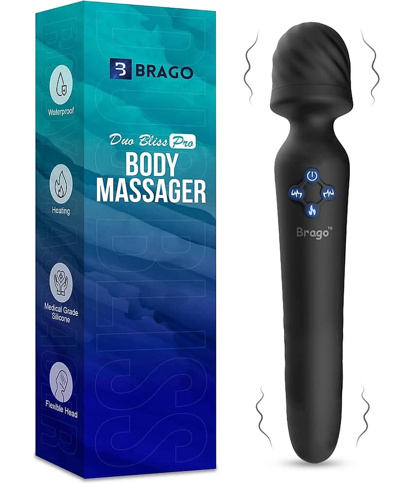 Brago Body Massager Handheld Dual Head Massager for Pain Relief Relaxation, Rechargeable (DuoBliss Pro - Black)