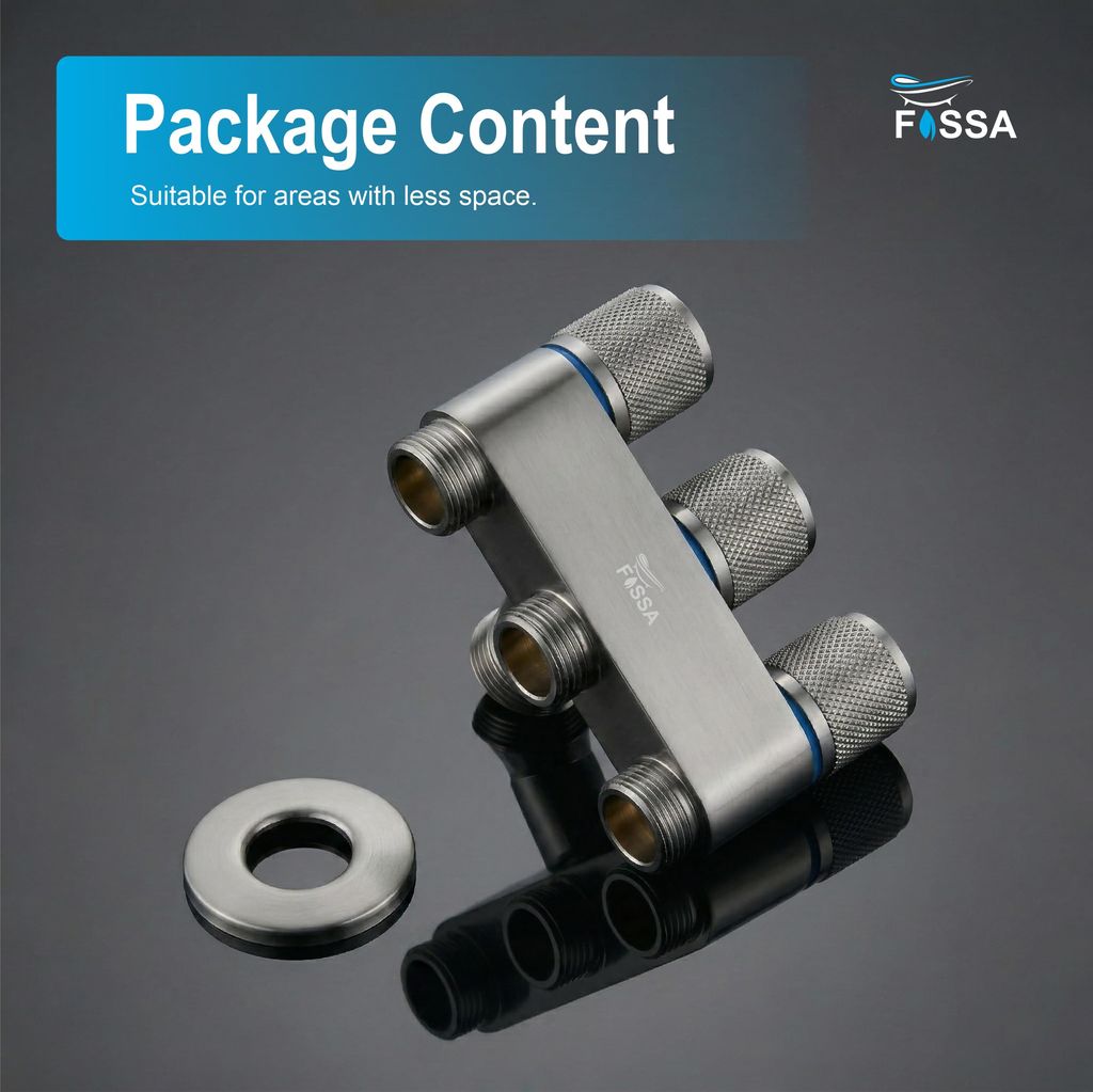Galaxy 3 Way Grey Stainless Steel Laundry Angle Valve Without Nozzle view 2