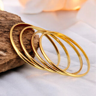18k One Gram Gold Plated Traditional Designer Pack of 4 Bangle Set For Women view 2