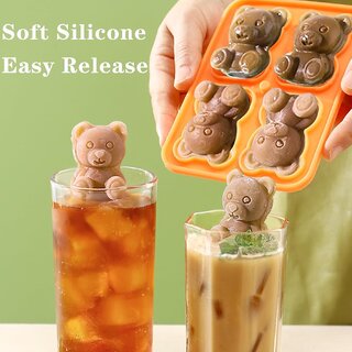 Bear Ice Molds, Four Consecutive Ice Cube Molds,Make Lovely 3D DIY Drink Ice Coffee Juice Cocktail Whiskey. Bear Candy view 2