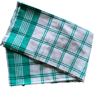 Green and White Checked Cotton Bath Towel view 2