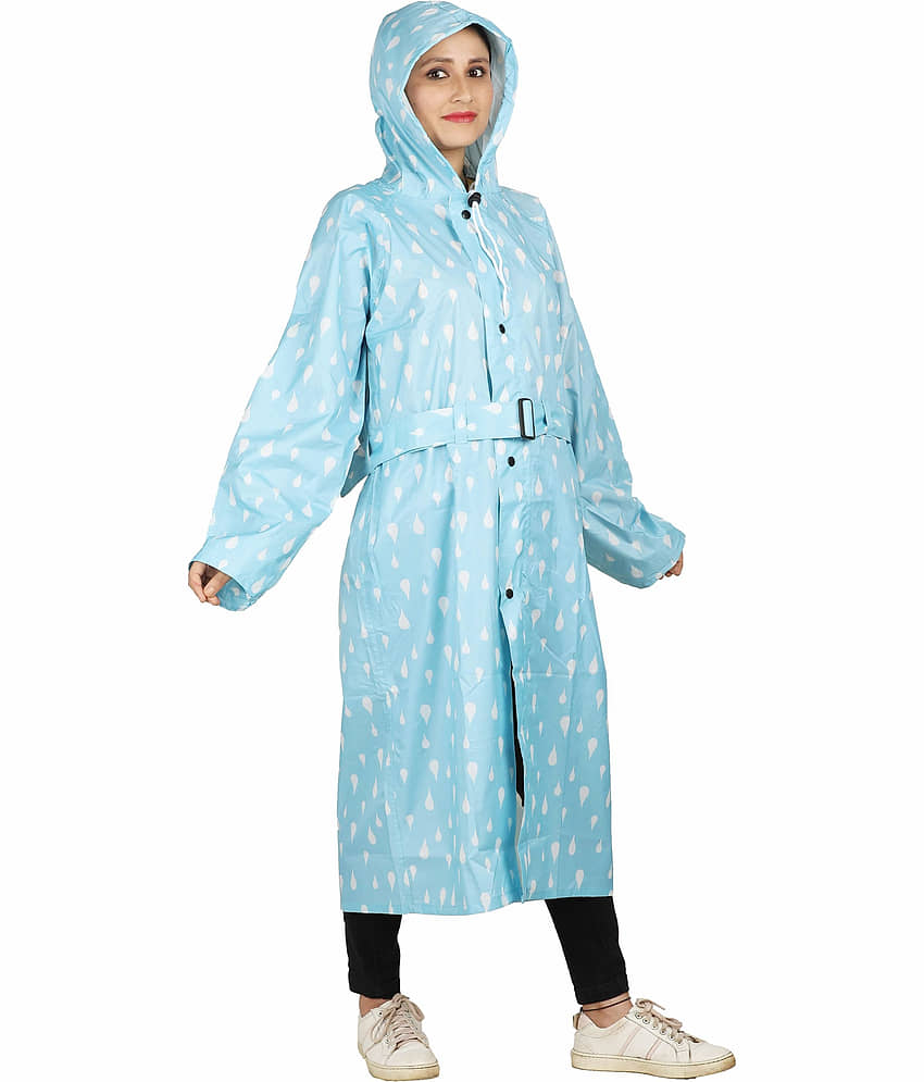 Goodluck Polyester Long Raincoat - Blue view 2