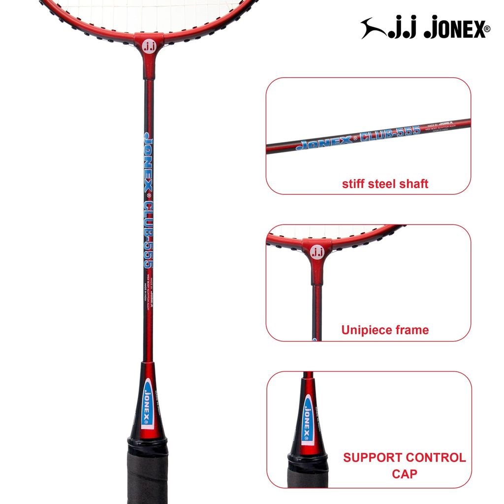 JJ Jonex Club 555 Badminton Racket |Alloy Frame Badminton Racquet with Full Cover | Stiff Steel Shaft | PLC Grip | Balanced for Beginners & Intermediates (Made in India) view 2