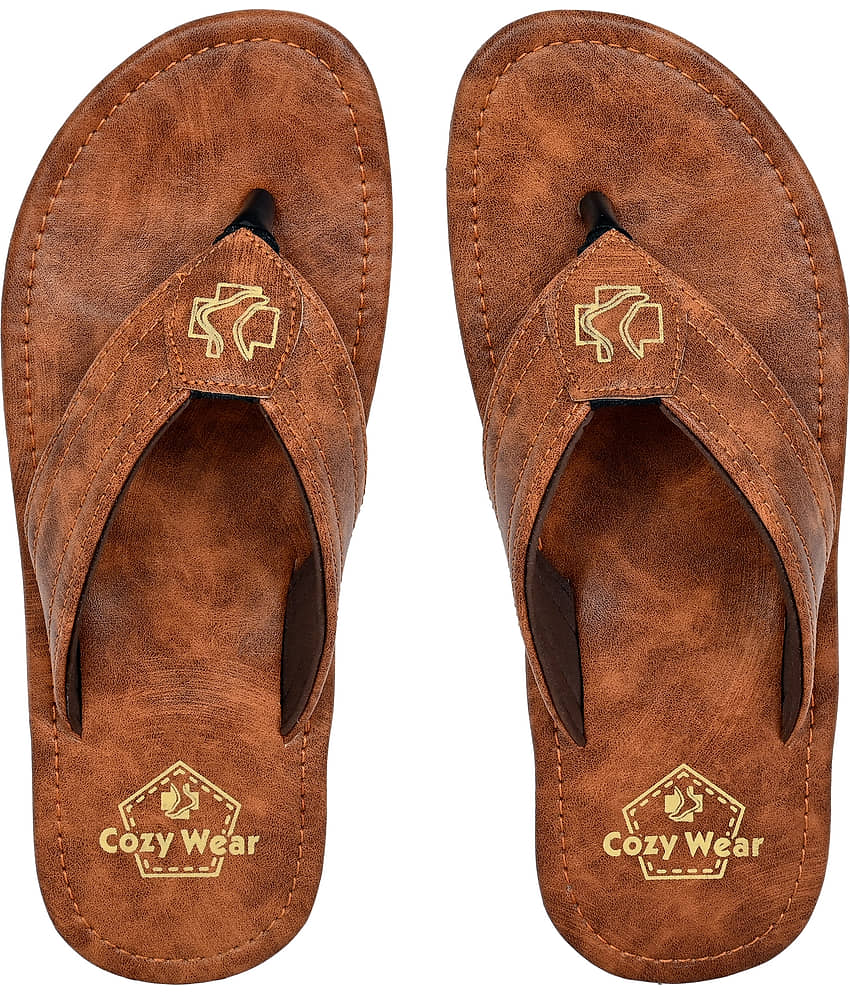 Cozy Wear Brown Men's Thong Flip Flop