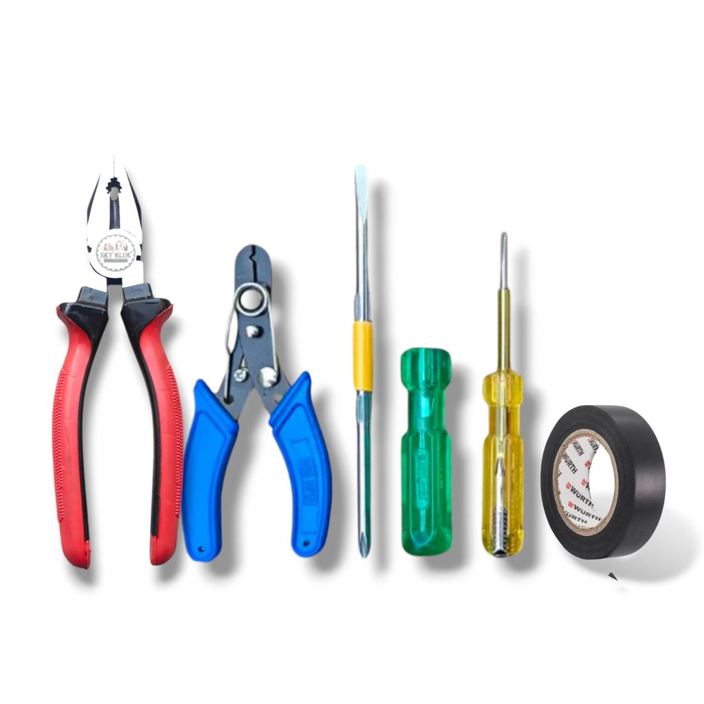 Sky Blue Multi Used 5 Piece Electrician's Hand Tool Kit set view 2