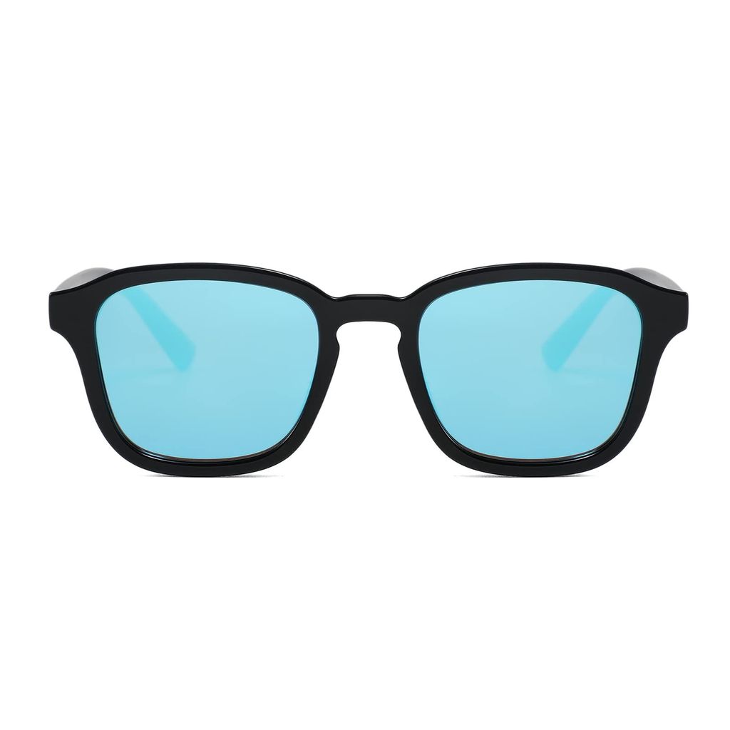 Eyenaks Wayfare Sunglasses for Men and Women | 100% UV Protection | Blue Mirror Lens | Durable Metal Hinges | Pack of 1 (Black) view 2