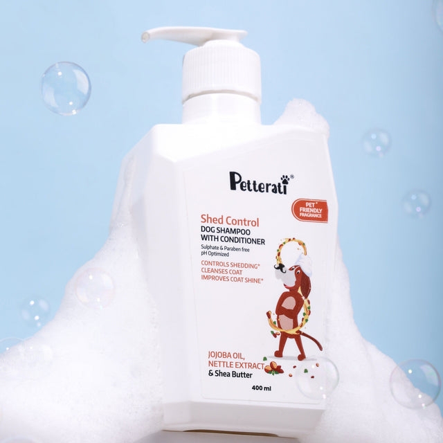 Petterati Shed Control Dog Shampoo with Shampoo Brush Combo, Advanced Hair Fall & Shedding Control, Deep Cleansing & Coat Care - Buy 1 Get 1 Free view 2