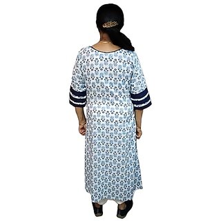 Prabha Apparels Women Printed Cotton A-line Kurti (White) view 2