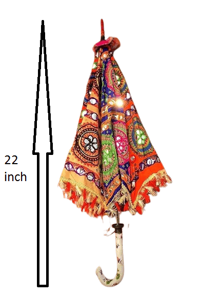 Decorative Rajasthani Embroidered Cotton Parasols, Set of 6 view 2