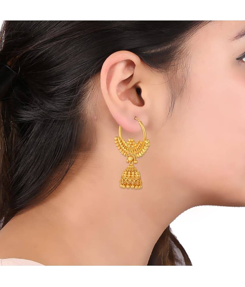 VIVASTRI Golden Jhumki Earrings ( Pack of 1 ) view 2