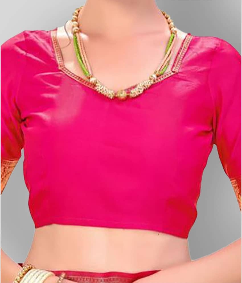 Dressy Banarasi Silk Printed Saree With Unstitched Blouse Piece ( Pink ) view 2