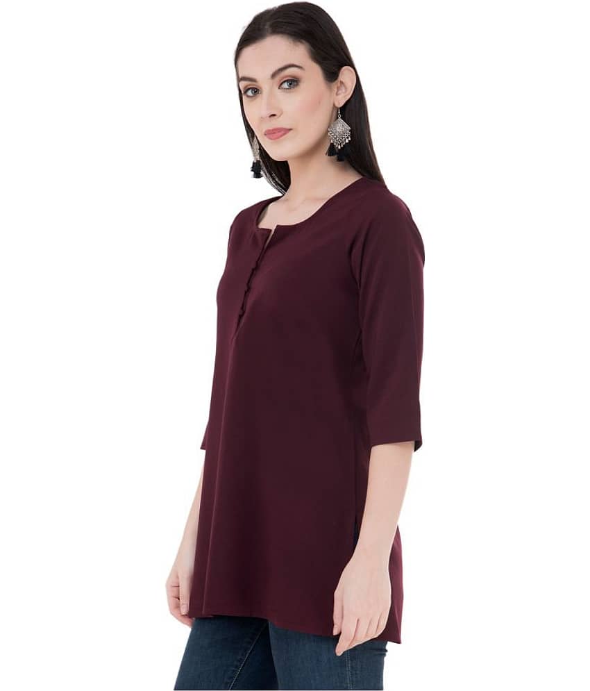SAAKAA Women's Rayon Regular Top ( Brown ) view 2