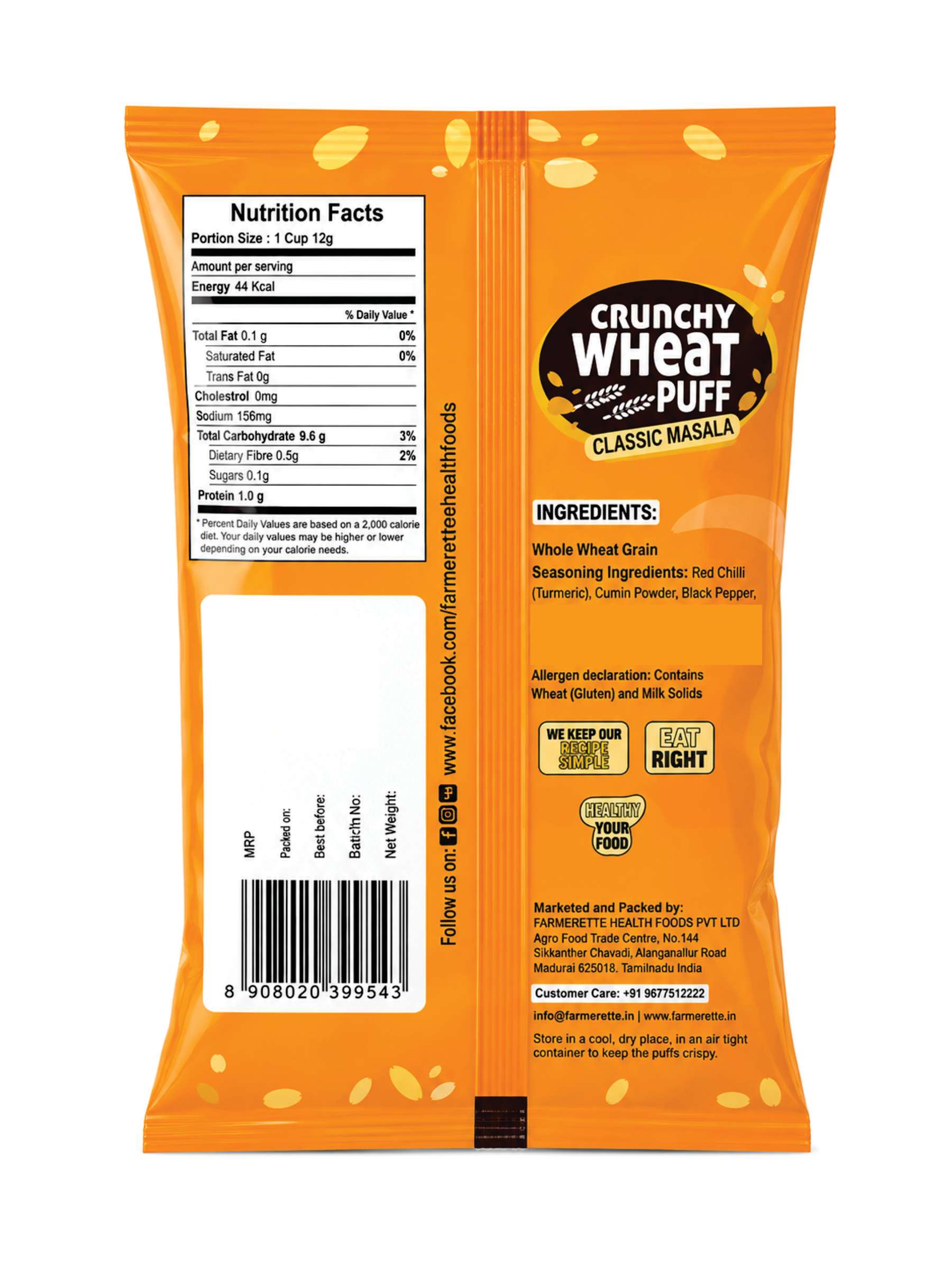 Farmerette Crunchy Masala Wheat puff - 40g view 2