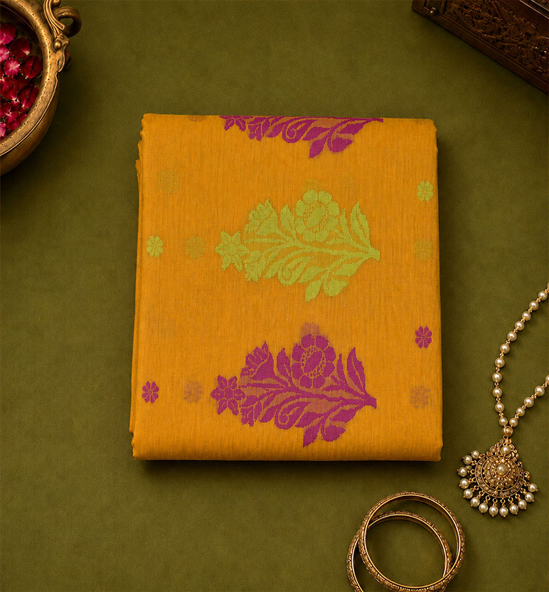 Handloom Chanderi Silk By Mercerized Cotton Saree