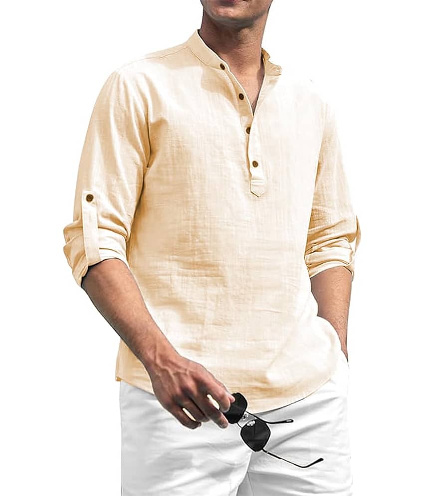 UNI VIBE Light Blue Cotton Men's Shirt Style Kurta ( Pack of 1 )