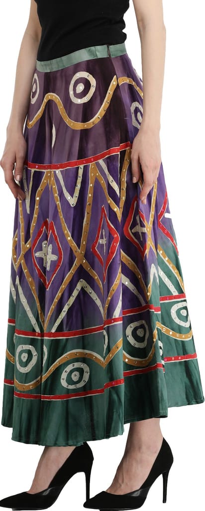 Greenlake Long Skirt with Printed Motifs and Embroidered Sequins view 2