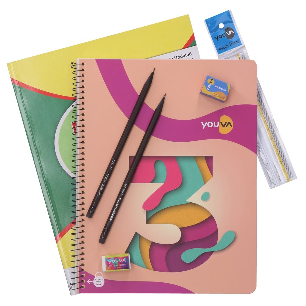 Navneet Youva Happiness Combo Mathematics Study Kit 2 Part 2 (1 Digest + 1Three Subject Book + 2 Pencils + 1 Sharpener + 1 Eraser + 1 Scale) view 2