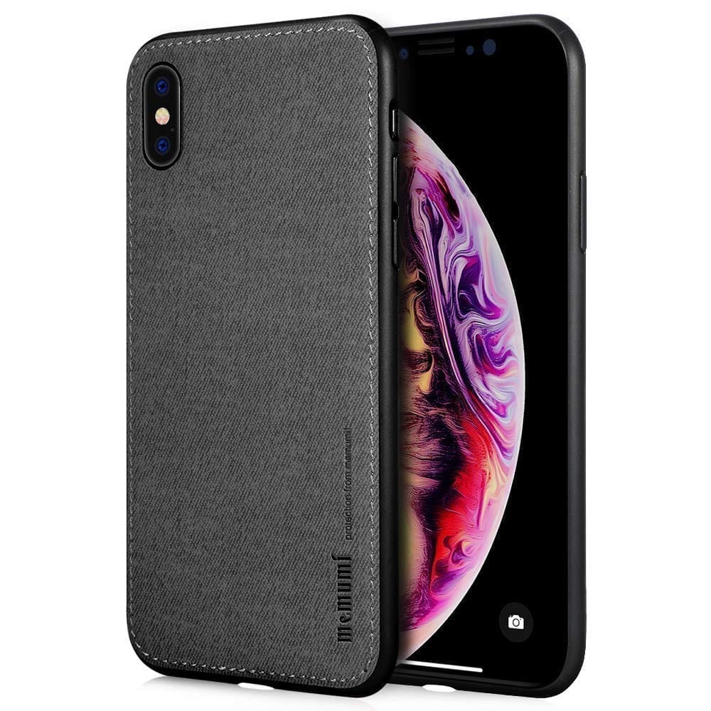 Memumi Fans Series Hard Canvas Back Cover Case for Apple iPhone Xs, Shockproof - Grey (5.8")