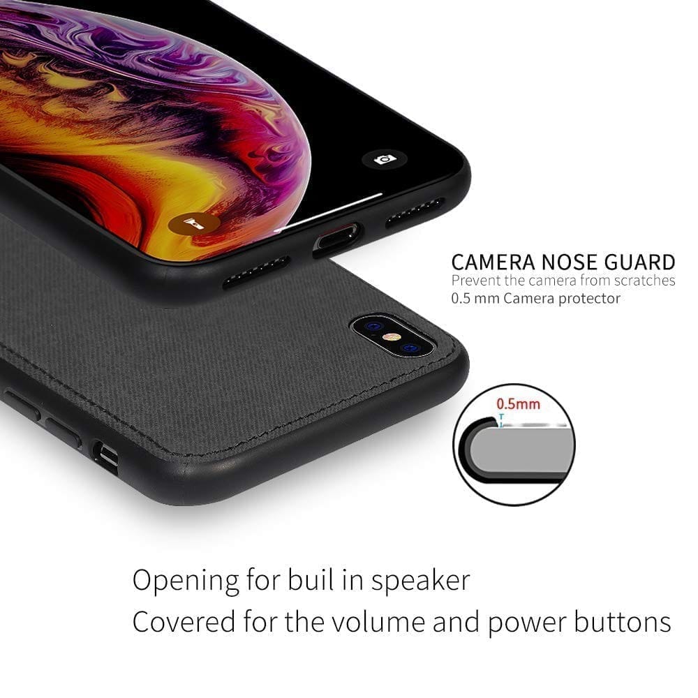 Memumi Fans Series Hard Canvas Back Cover Case for Apple iPhone Xs, Shockproof - Grey (5.8") view 2