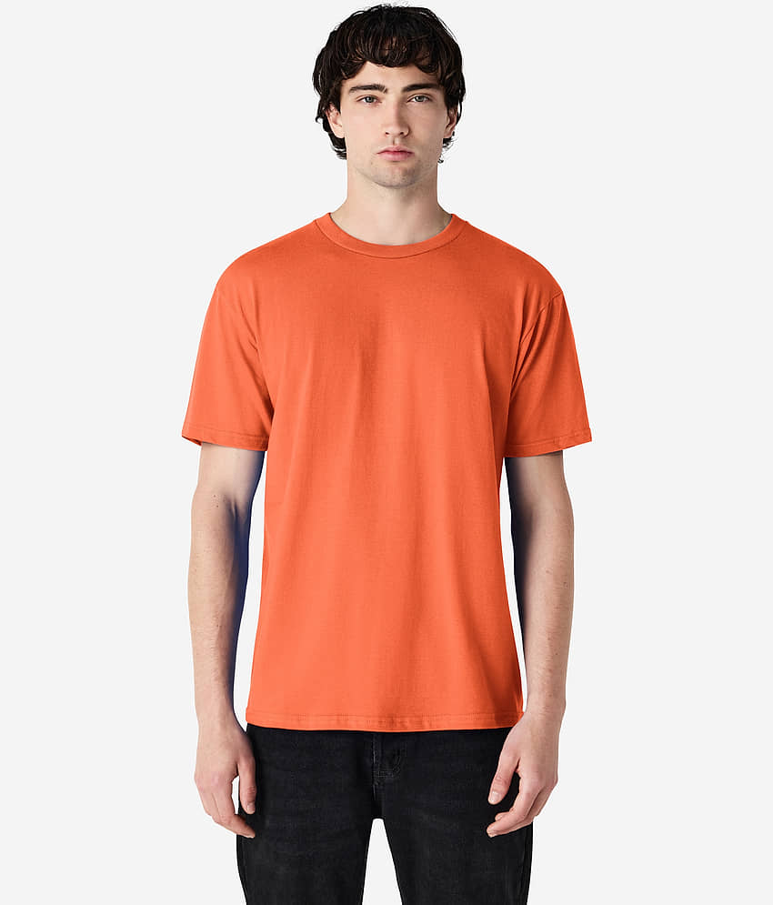 Gildan Cotton Regular Fit Solid Half Sleeves Men's Round T-Shirt - Orange ( Pack of 1 )