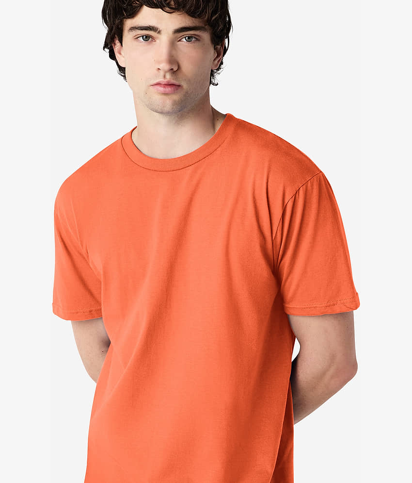 Gildan Cotton Regular Fit Solid Half Sleeves Men's Round T-Shirt - Orange ( Pack of 1 ) view 2